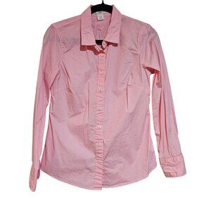 Haberdashery By J. Crew Pink Button-Up Womens Shirt S 97% Cotton 3% Spandex Long